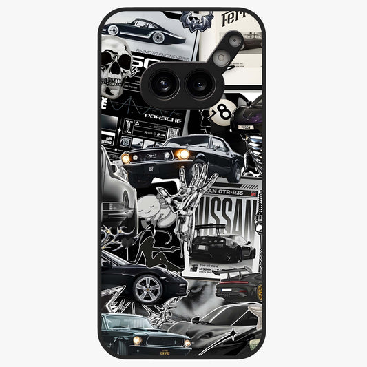Aesthetic Dark Love Glass Case showing flat back view with dark romantic artwork and glossy glass finish.