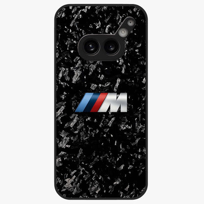 Carbon Speed Mark Glass Case showing flat back view with sporty carbon pattern artwork and glossy glass finish.