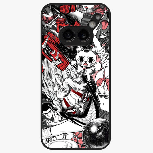 Crimson Chaos Panel Glass Case showing flat back view with bold crimson abstract artwork and glossy glass finish.