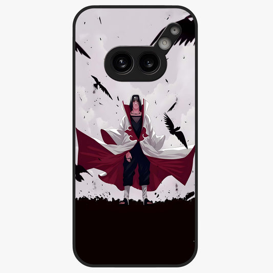 Crimson Crow Ascension Glass Case showing flat back view with mystical crow artwork and glossy glass finish.