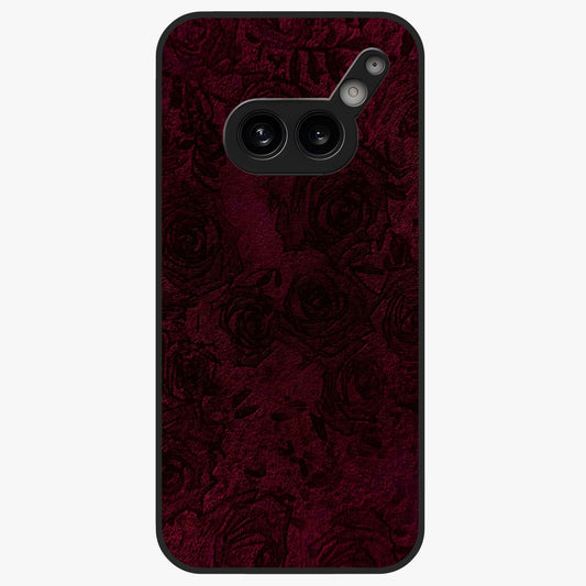 Crimson Fade Flow Glass Case showing flat back view with flowing crimson gradient artwork and glossy glass finish.