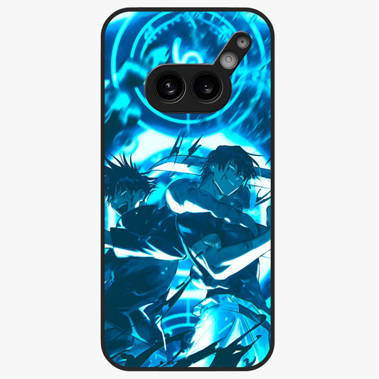 Cursed Energy Clash Glass Case showing flat back view with intense cursed energy artwork and glossy glass finish.