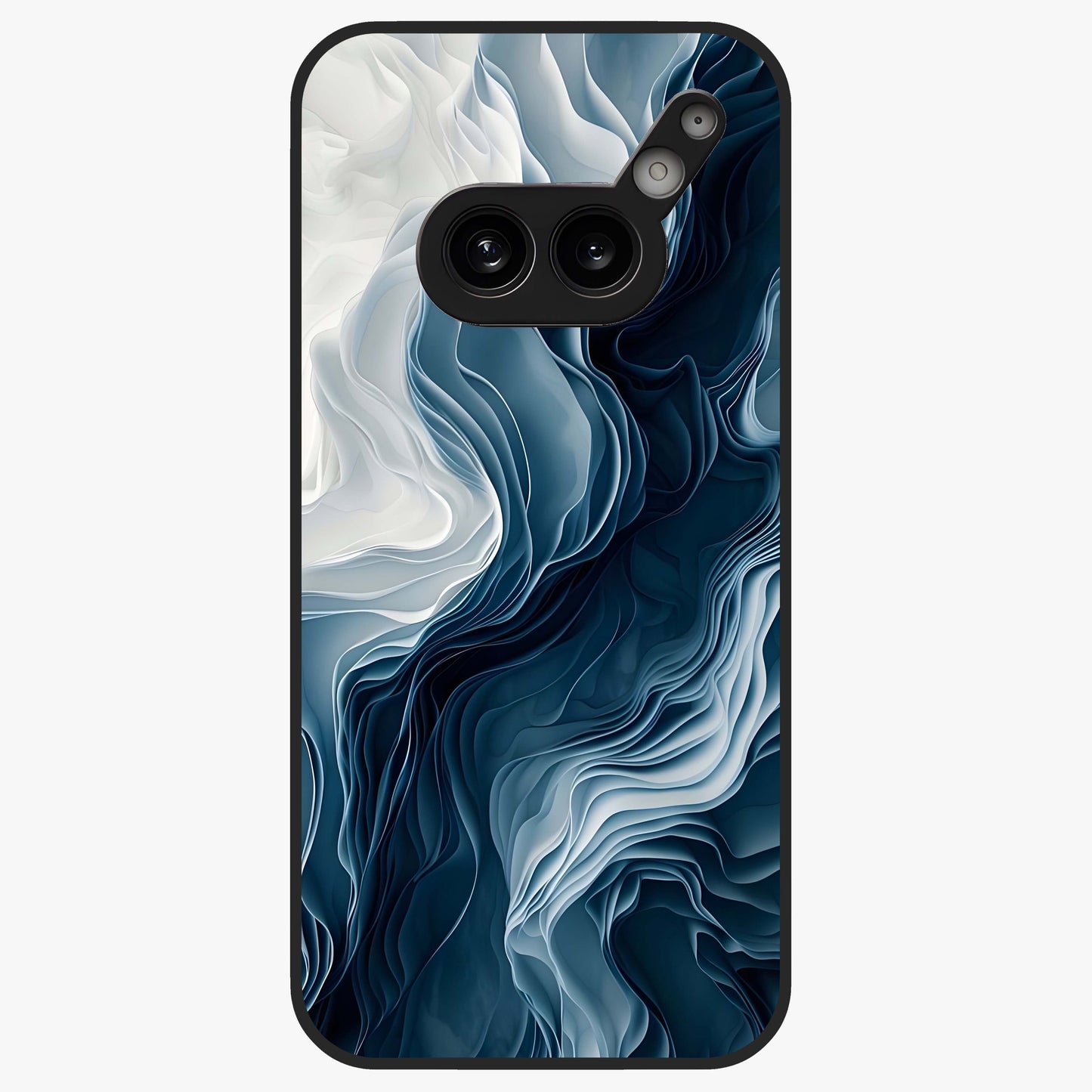 Ethereal Paper Marble Glass Case showing flat back view with soft marble paper texture artwork and glossy glass finish.