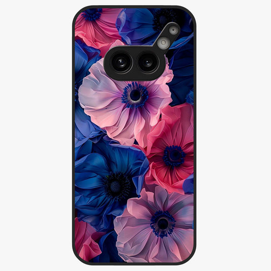 Flower Paper Art Pattern Glass Case showing flat back view with paper cut style floral artwork and glossy glass finish.