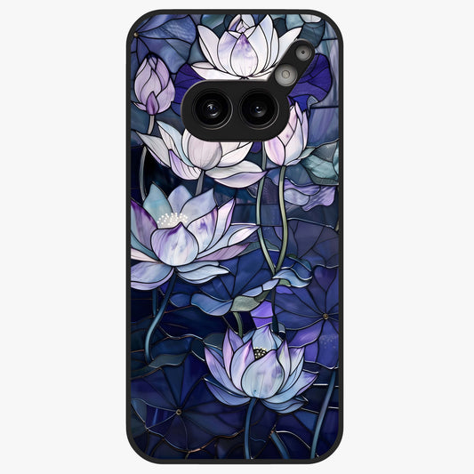 Gloss Petal Rush Glass Case showing flat back view with glossy flower petal artwork and smooth glass finish.