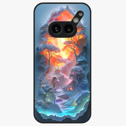 Glow Forest Portal Glass Case showing flat back view with glowing forest portal artwork and glossy glass finish.