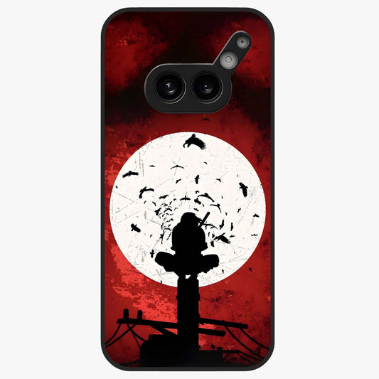 Itachi Limited Edition Naruto Anime Glass Case showing flat back view with iconic anime character artwork and glossy glass finish.