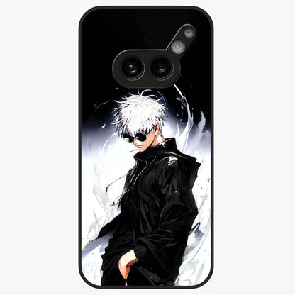 Limitless Shadow King Glass Case showing flat back view with powerful shadow warrior artwork and glossy glass finish.