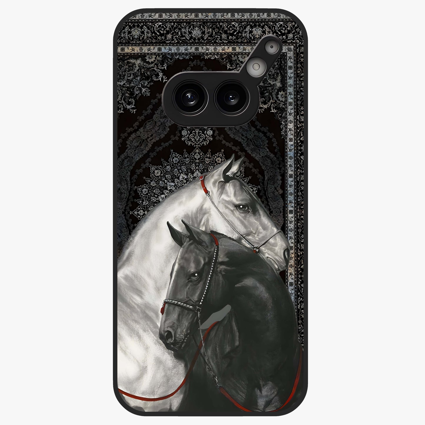 Majestic Ride Legacy Glass Case showing flat back view with powerful automotive inspired artwork and glossy glass finish.