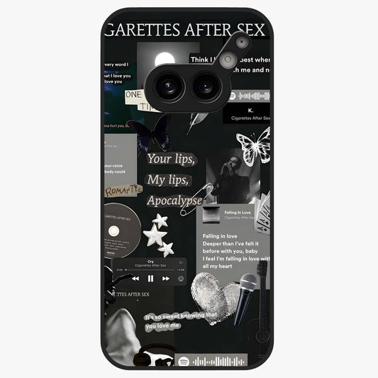 Midnight Love Echo Glass Case showing flat back view with romantic midnight themed artwork and glossy glass finish.