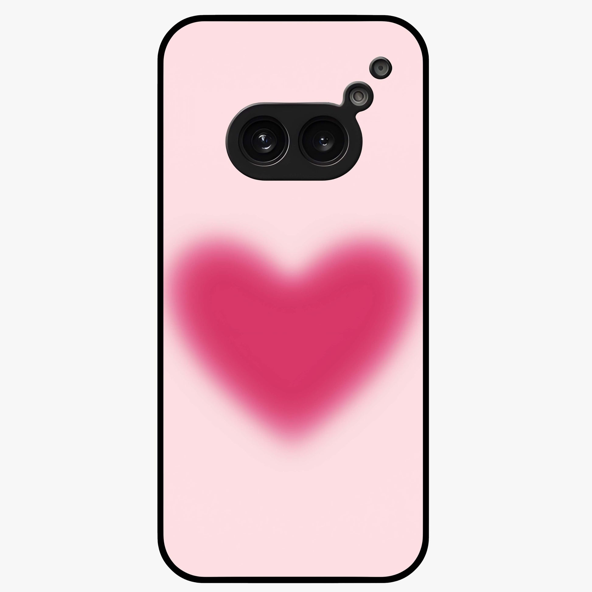 Pink Aura Heart Glass Case showing flat back view with glowing heart artwork and glossy glass finish.