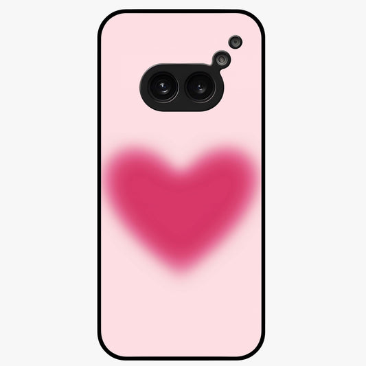 Pink Aura Heart Glass Case showing flat back view with glowing heart artwork and glossy glass finish.