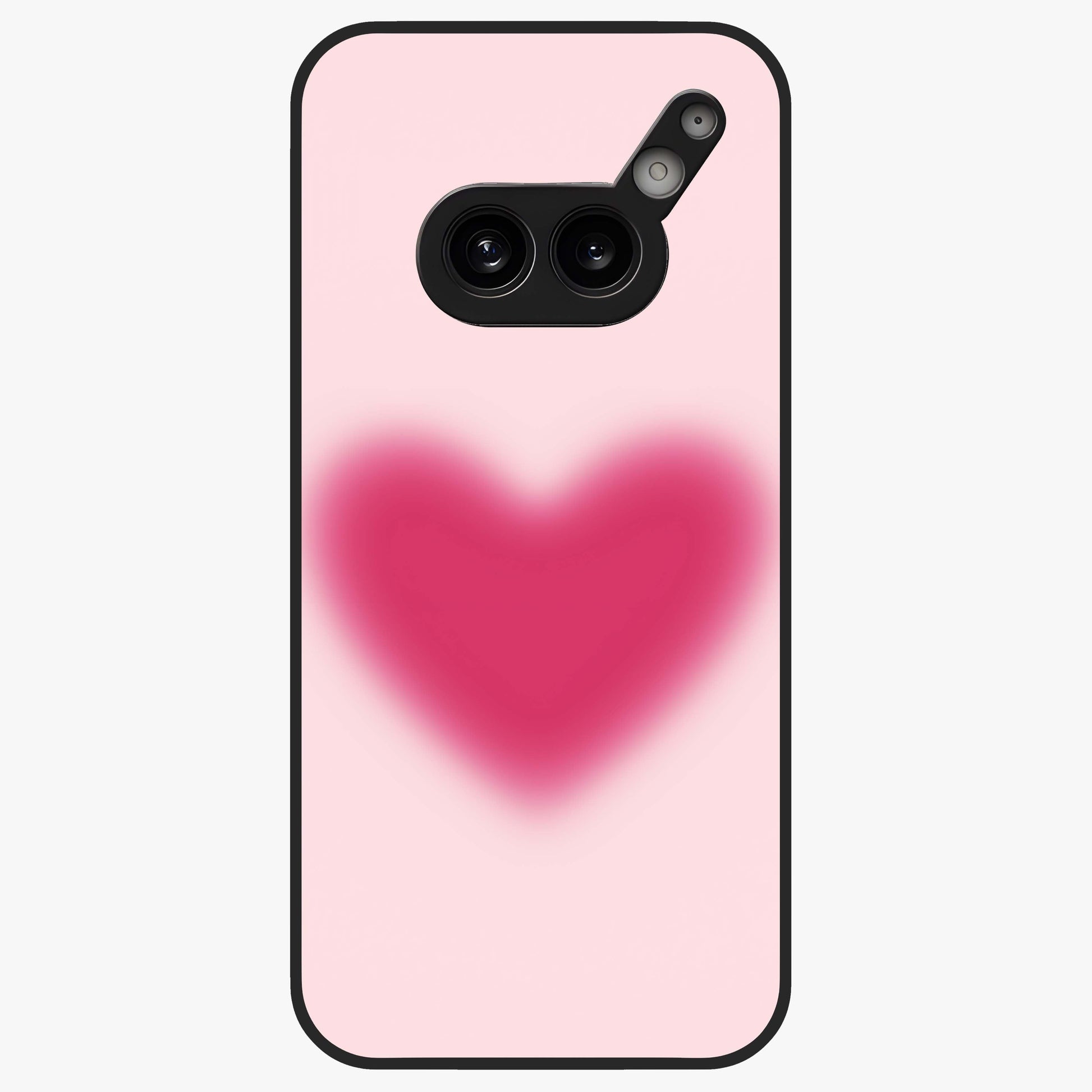 Pink Aura Heart Glass Case showing flat back view with glowing heart artwork and glossy glass finish.