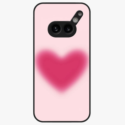 Pink Aura Heart Glass Case showing flat back view with glowing heart artwork and glossy glass finish.