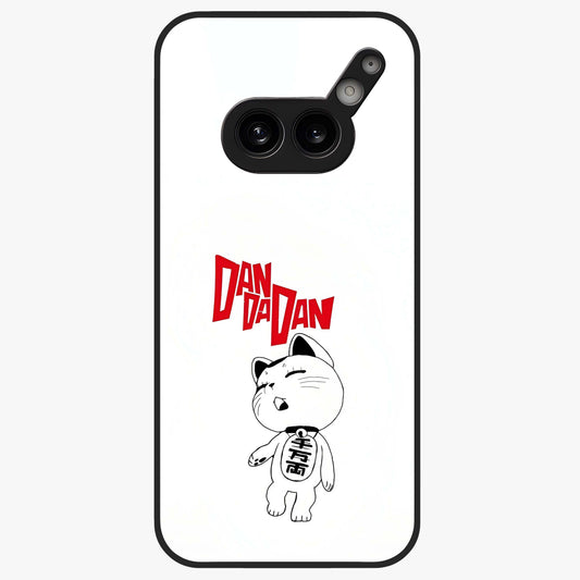 Playful Spirit Charm Glass Case showing flat back view with cheerful charm themed artwork and glossy glass finish.