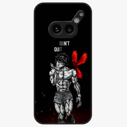 Rise Beyond Limits Glass Case showing flat back view with motivational typography artwork and glossy glass finish.