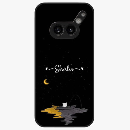 Silent Night Row Glass Case showing flat back view with calm night themed artwork and glossy glass finish.