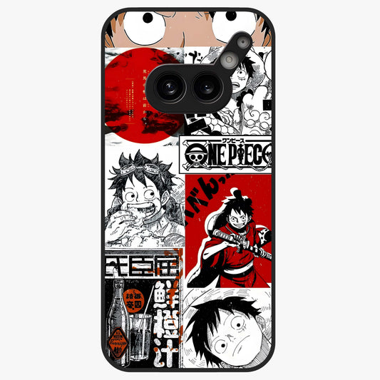 Strawhat Chaos Panels Glass Case showing flat back view with anime inspired chaos panel artwork and glossy glass finish.