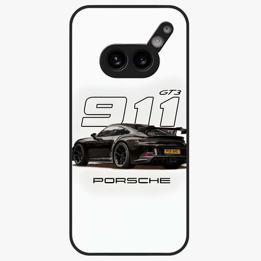 Turbo Legacy Icon Glass Case showing flat back view with iconic sports car inspired artwork and glossy glass finish.