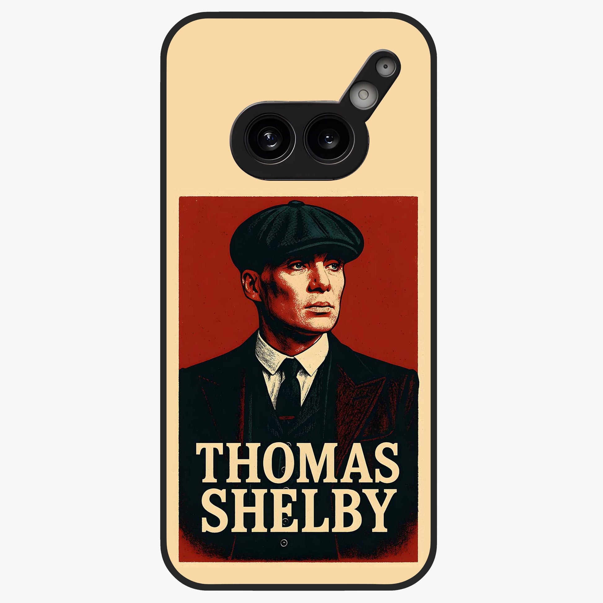 Vintage Mafia Authority Glass Case showing flat back view with bold vintage mafia inspired artwork and glossy glass finish.
