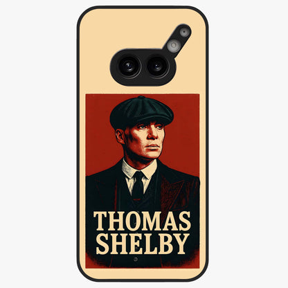 Vintage Mafia Authority Glass Case showing flat back view with bold vintage mafia inspired artwork and glossy glass finish.