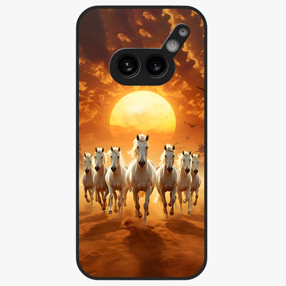 Wild Sunset Majesty Glass Case showing flat back view with majestic sunset landscape artwork and glossy glass finish.