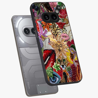 Beaded Fashion Jungle Glass Case displayed in angled mockup highlighting colorful fashion bead design and artistic pattern.