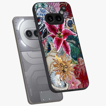 Beaded Garden Fantasy Glass Case displayed in angled mockup highlighting fantasy inspired floral bead pattern.