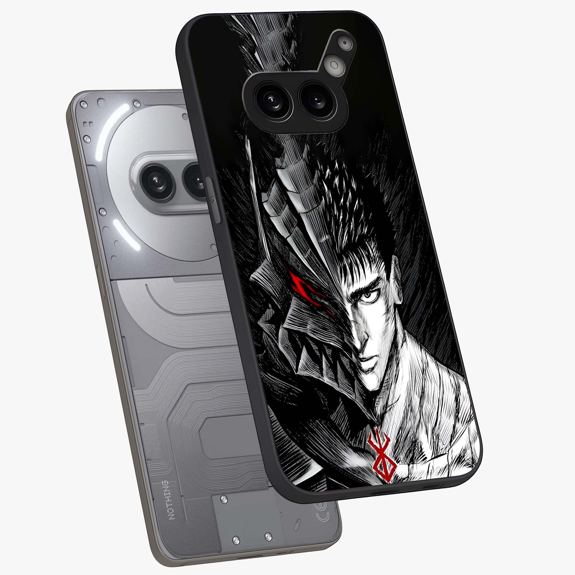 Berserker Blood Oath Glass Case displayed in angled mockup highlighting dark fantasy graphic design and powerful theme.