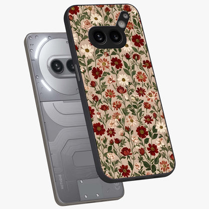 Biege Flower With Leaf Glass Case displayed in angled mockup highlighting minimal floral leaf design and elegant aesthetic.