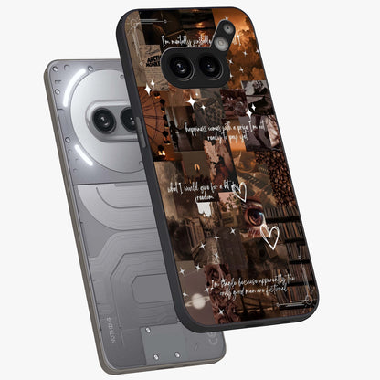 Bittersweet Aesthetic Chaos Glass Case displayed in angled mockup highlighting expressive abstract artwork and edgy aesthetic theme.