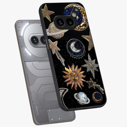 Celestial Gem Constellations Glass Case displayed in angled mockup highlighting gemstone inspired constellation design.