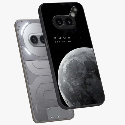 Cosmic Moon Glow Glass Case displayed in angled mockup highlighting celestial moon design with cosmic aesthetic theme.