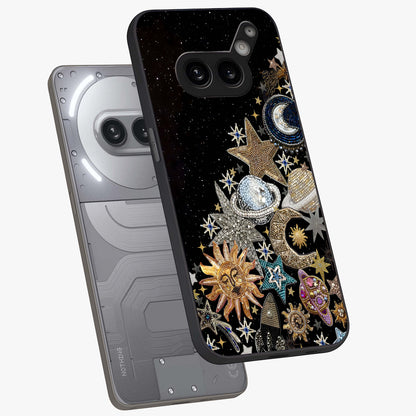 Cosmic Sparkle Dreams Glass Case displayed in angled mockup highlighting dreamy star sparkle design with celestial aesthetic.