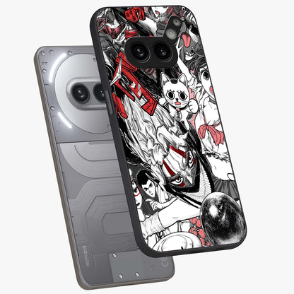 Crimson Chaos Panel Glass Case displayed in angled mockup highlighting chaotic panel style design with modern graphic theme.