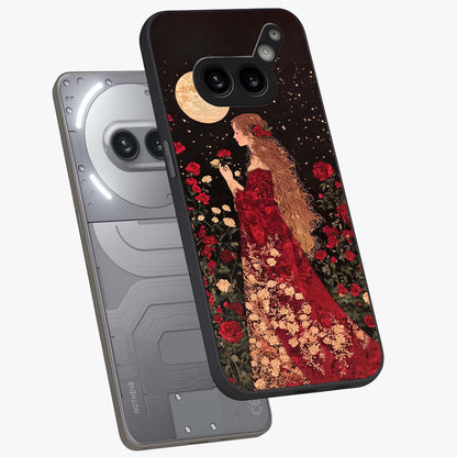 Crimson Dreams Glass Case displayed in angled mockup highlighting soft crimson aesthetic design with artistic theme.
