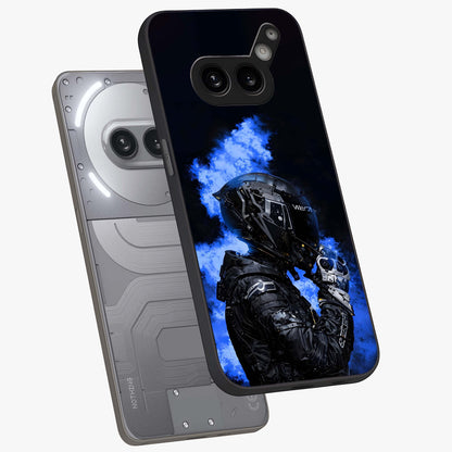 Cyber Sentinel Protocol Glass Case displayed in angled mockup highlighting digital cyber design with sci-fi aesthetic style.
