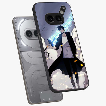 Dark Lightning Anime Warrior Glass Case displayed in angled mockup highlighting powerful lightning themed anime illustration.