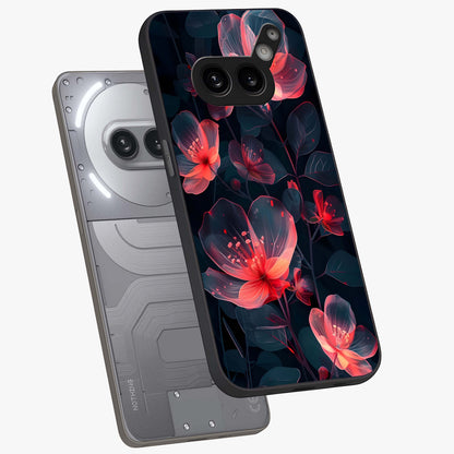 Dark Shade of Flower Glass Case displayed in angled mockup highlighting moody floral illustration with aesthetic dark tones.