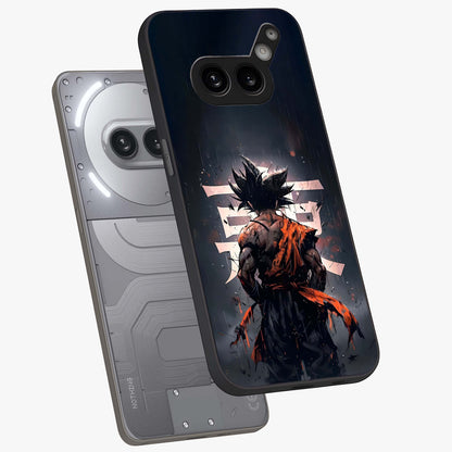 Dark Warrior In Rain Glass Case displayed in angled mockup highlighting dramatic warrior illustration with dark rain aesthetic.