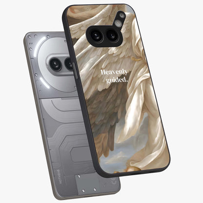 Divine Winged Grace Glass Case displayed in angled mockup highlighting graceful wing design with divine aesthetic style.