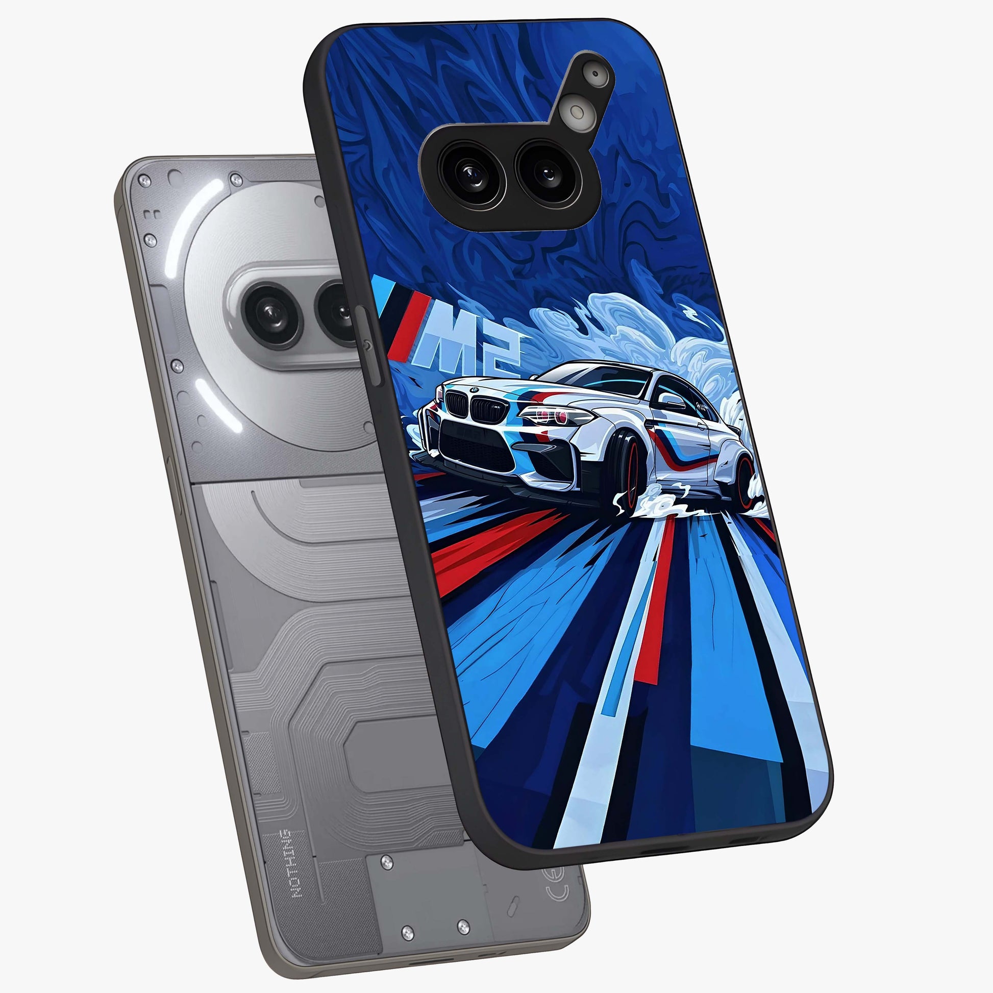 Drift Power Rush Glass Case displayed in angled mockup highlighting powerful drift car design with sporty aesthetic style.