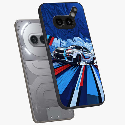 Drift Power Rush Glass Case displayed in angled mockup highlighting powerful drift car design with sporty aesthetic style.