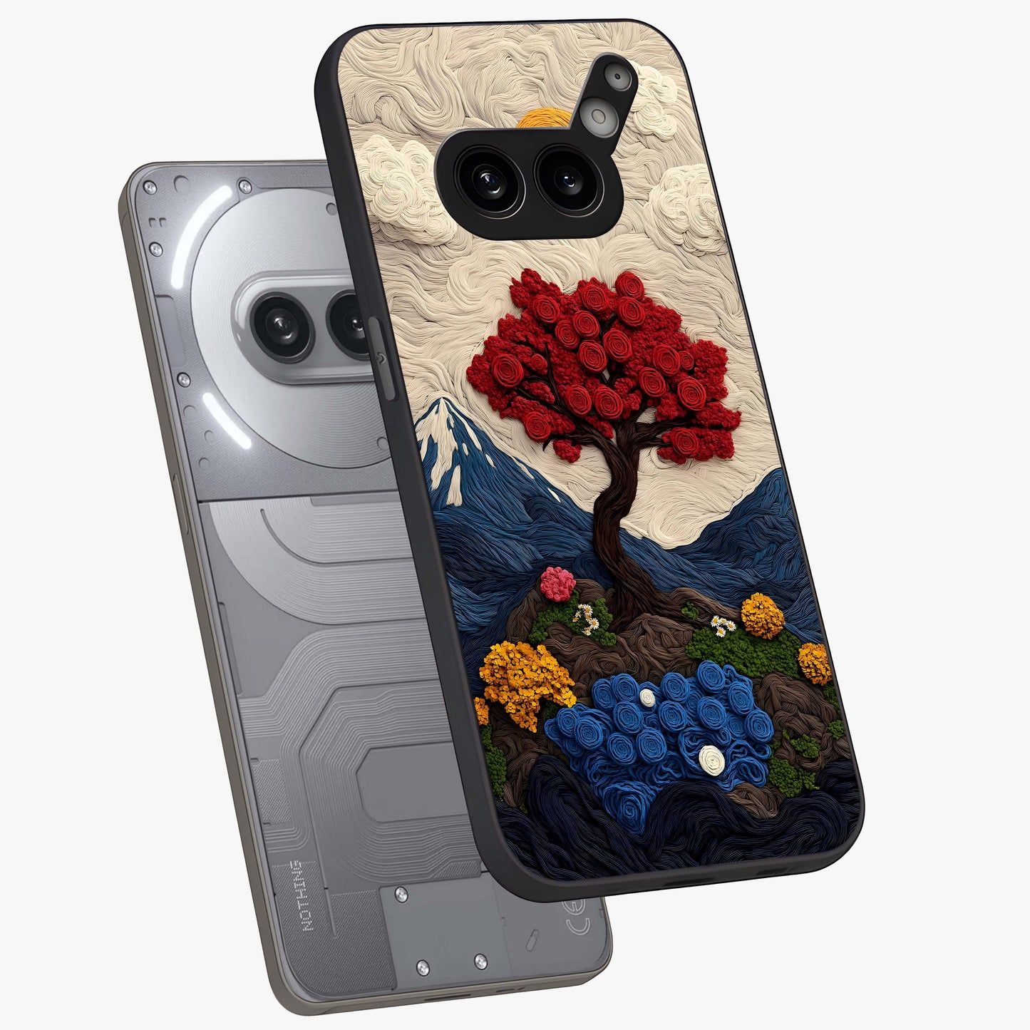 Eternal Nature Tapestry Glass Case displayed in angled mockup highlighting detailed botanical pattern with artistic aesthetic.
