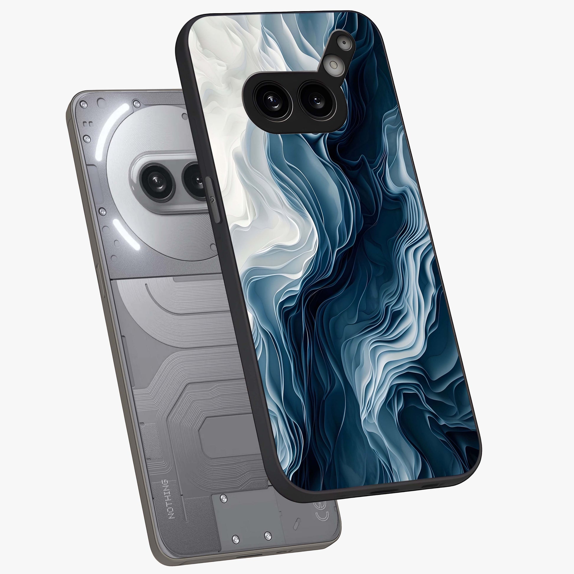 Ethereal Paper Marble Glass Case displayed in angled mockup highlighting elegant marble pattern with modern aesthetic style.