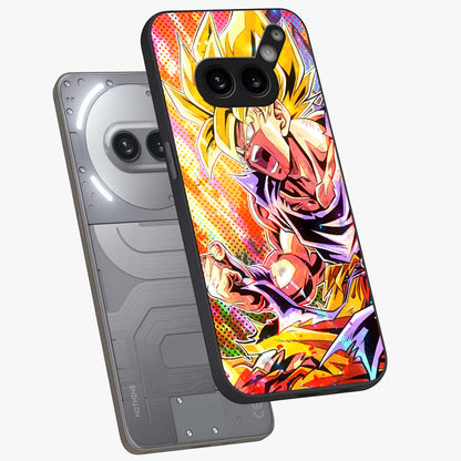 Firing Goku Glass Case displayed in angled mockup highlighting dynamic anime character design with action aesthetic.