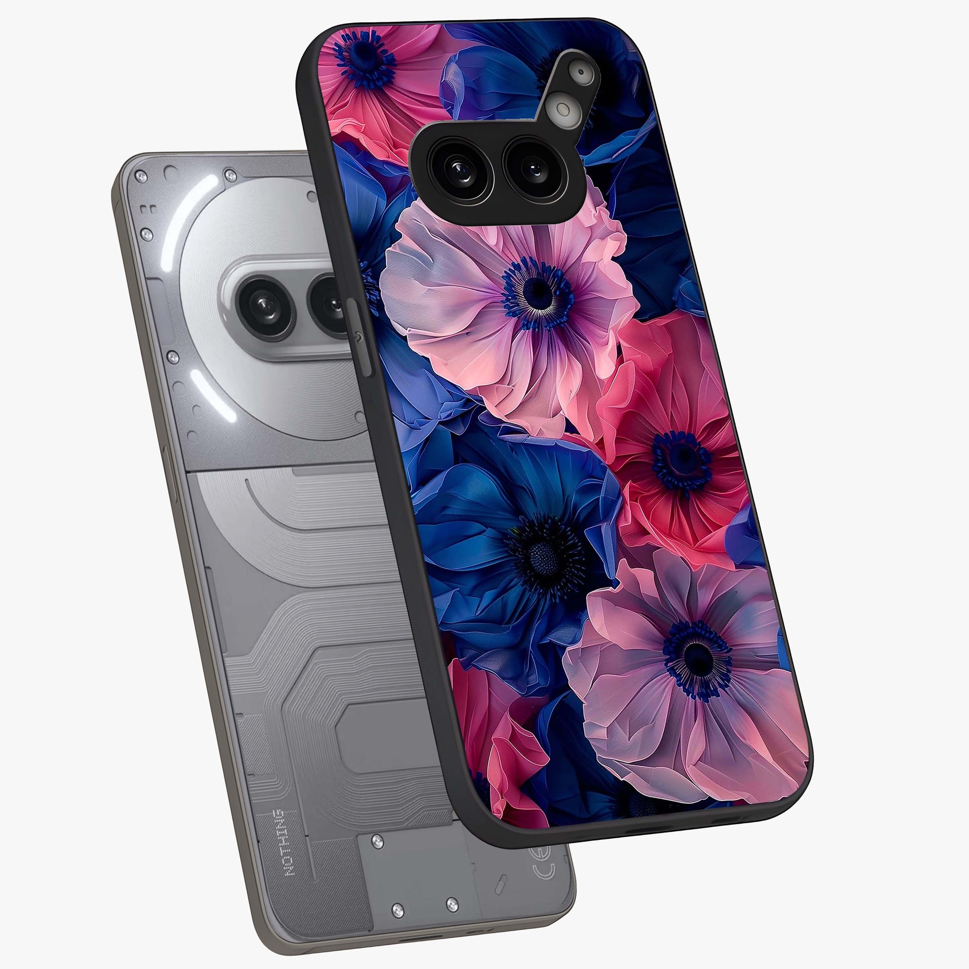 Flower Paper Art Pattern Glass Case displayed in angled mockup highlighting layered paper flower design with artistic aesthetic.