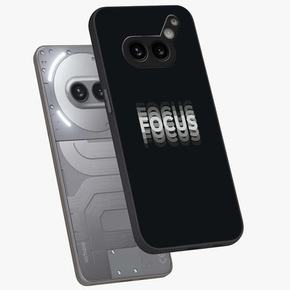Focus Mode On Glass Case displayed in angled mockup highlighting clean minimal text artwork with modern aesthetic style.