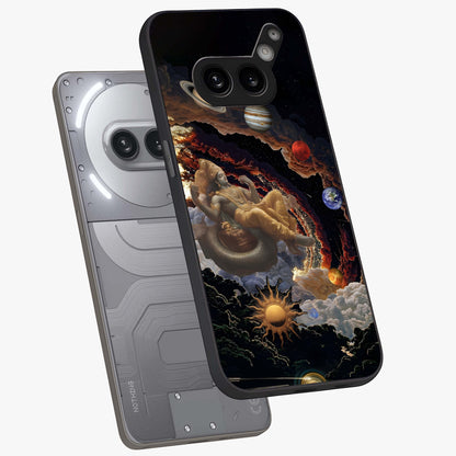 Galactic Divine God Glass Case displayed in angled mockup highlighting powerful celestial deity illustration with galactic aesthetic.