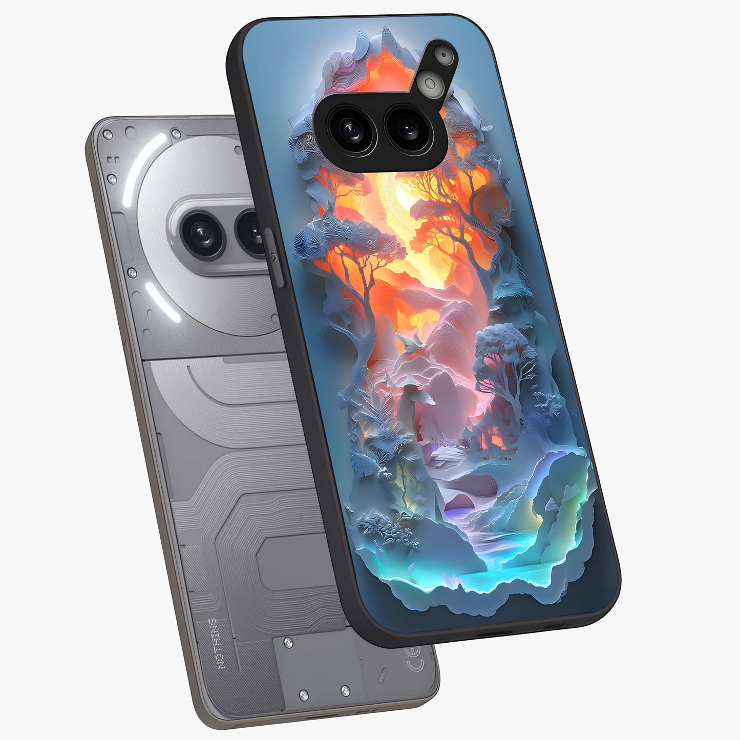 Glow Forest Portal Glass Case displayed in angled mockup highlighting mystical forest design with magical glowing aesthetic.